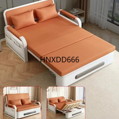 Apartment Furniture Sleeper Sofa Chair Recliner Lounge Couches Metal Frame Foldable Sofa Cum Bed Storage Modern Folding Sofa