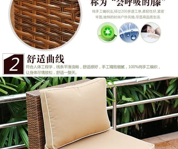Outdoor Open-air Garden Sofas Hotel Backrest Modern Leisure Garden Sofas Balcony Pe Rattan Furniture Sofá Do Jardim MHHYSF
