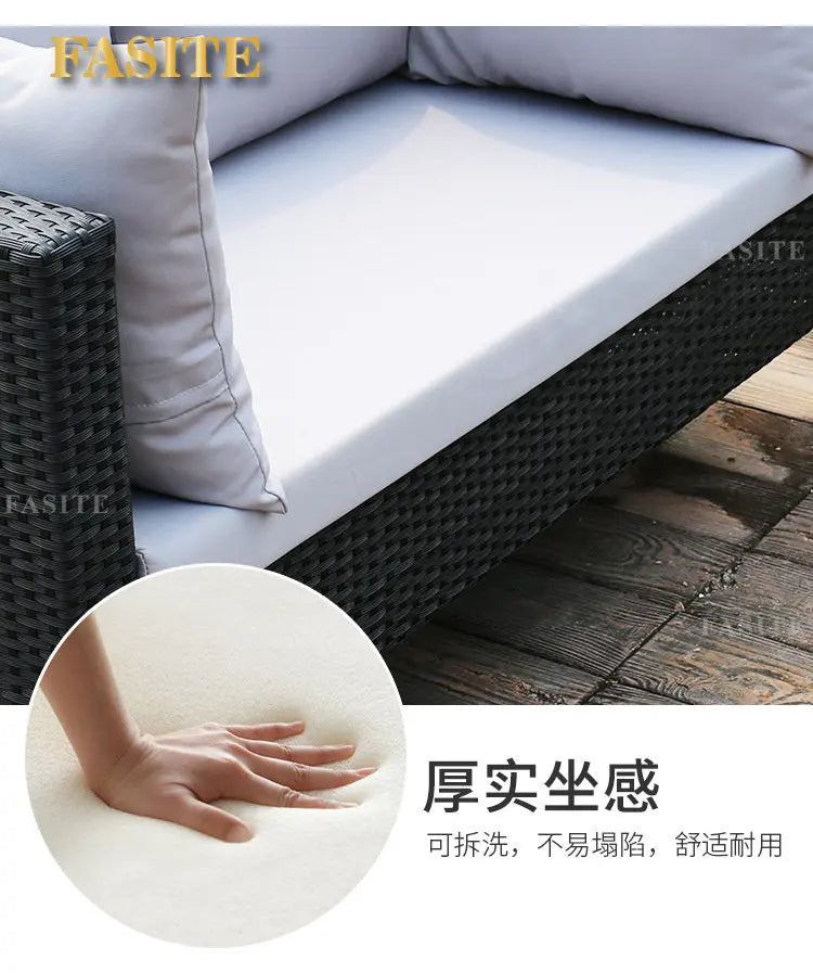 Rattan woven sofa combination terrace leisure outdoor rattan furniture garden courtyard waterproof