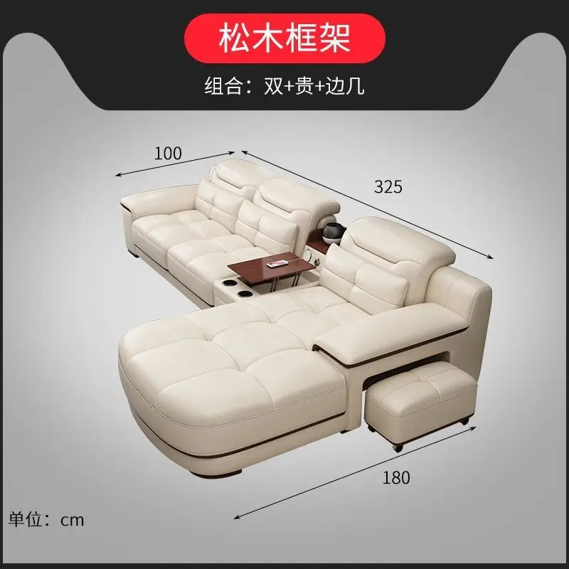 Italian leather sofa, modern single-layer leather sofa, living room small apartment, high-end light luxury leather sofa
