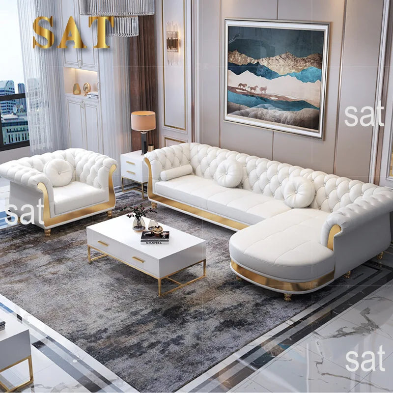 Italian Style Light Luxury Post-modern Sofa Small Apartment Leather First Floor Three-seat Sofa