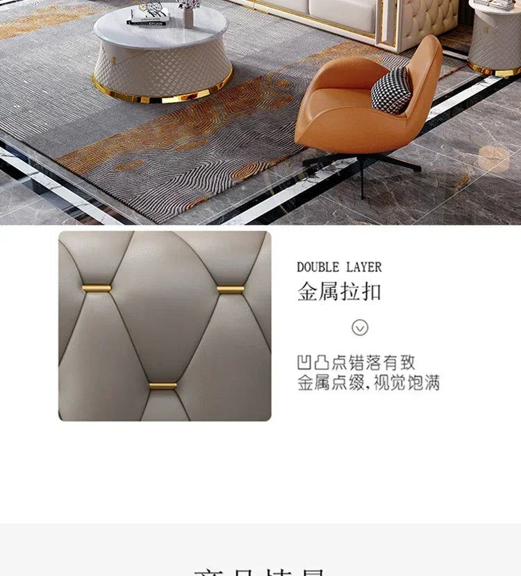 Custom Italian light luxury leather sofa living room combination size modern simple front American cowhide sofa