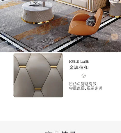 Custom Italian light luxury leather sofa living room combination size modern simple front American cowhide sofa