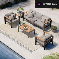 Aluminum Outdoor Patio Furniture Set with Coffee Table, Conversation Sets , Patio Sectional Set for Porch, Balcony, Deck, Gray