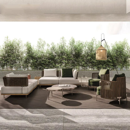 Luxury Modern Outdoor Wicker Sofa Set Nordic Leisure Patio Furniture Corner Rope Garden Sofa for Courtyard Hotel Villa Park