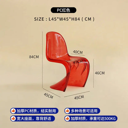 Plastic chair Nordic creative simple transparent plastic back chair chair stool