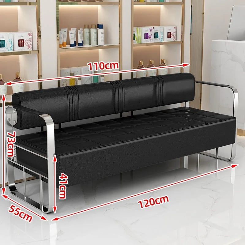 Famous Hair Salon Area Bench Hair Salon Waiting Light Luxury Stainless Steel Bar Sofa