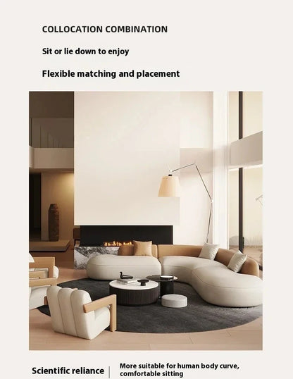 Curved Individual Living Room Sofas Corner Recliner Luxury Nordic Sofas Modern Cloud Single Floor Designer Wood Divano Furniture