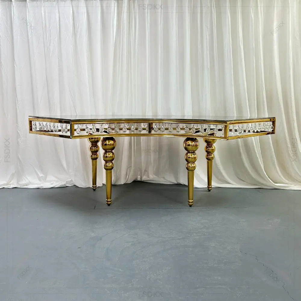 Luxury Stainless Steel Moon Table Half Round Hotel Event Serpentine Wedding Table