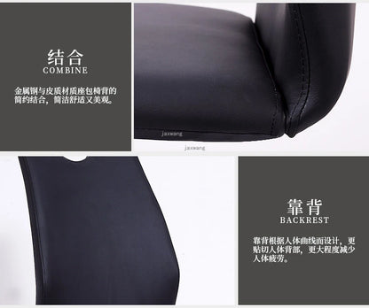 Nordic Stainless Steel Dining Chairs 2pcs Modern Casual Leather Kitchen Furniture Dining Chair Home Backrest Negotiation Chair K