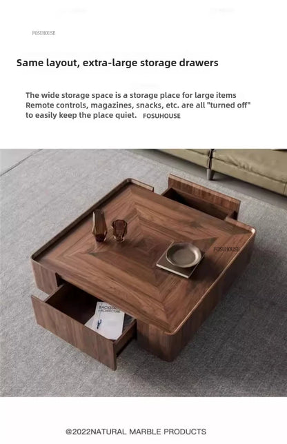 Nordic Solid Wood Coffee Tables Modern Coffee Tables for Living Room Furniture Design Sofa Side Tea Tables Organizer Drawers