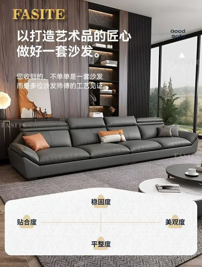 Italian minimalist leather sofa, new living room size apartment, concubine corner combination design