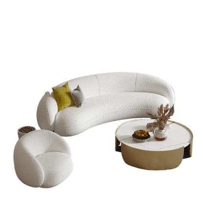 Nordic arc three-person reception sofa, special-shaped office, lambswool wedding dress studio, photo studio, single