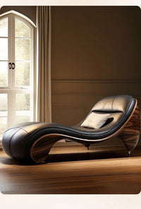 Nordic Light Luxury Single Lazy Leather Sofa Design Can Sit and Lie Leather-Covered