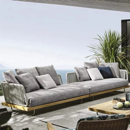 Luxury Modern Outdoor Wicker Sofa Set Nordic Leisure Patio Furniture Corner Rope Garden Sofa for Courtyard Hotel Villa Park