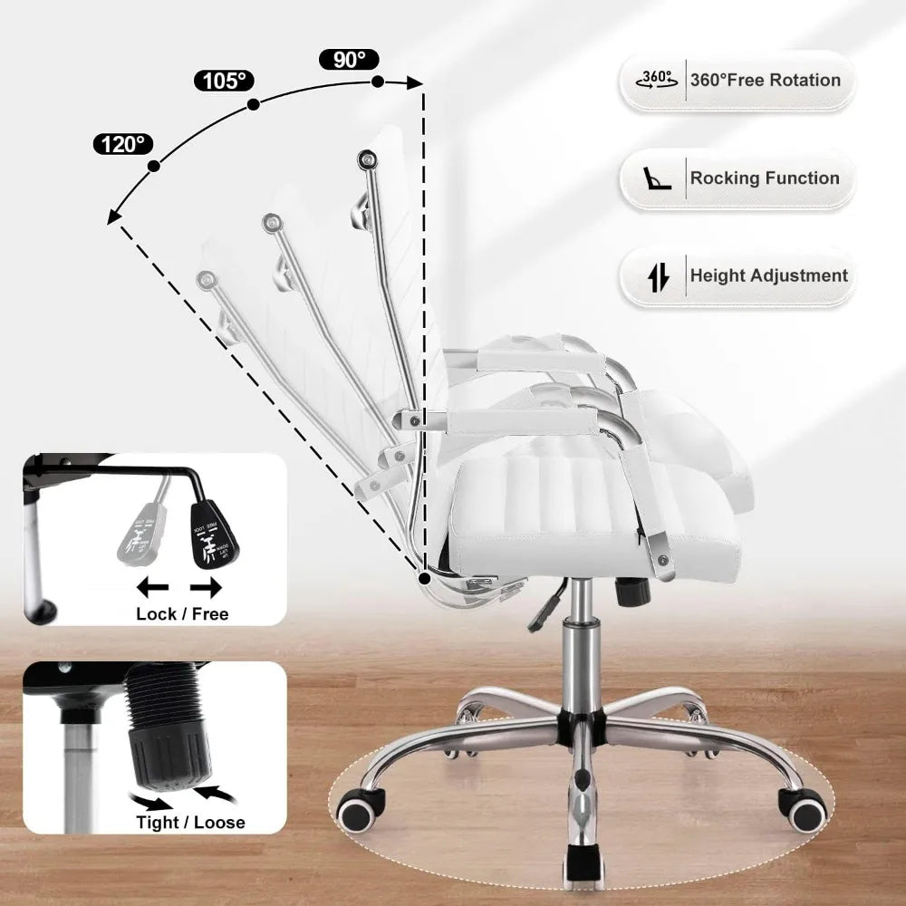 mid-back swivel armchair in white for office and conference rooms
