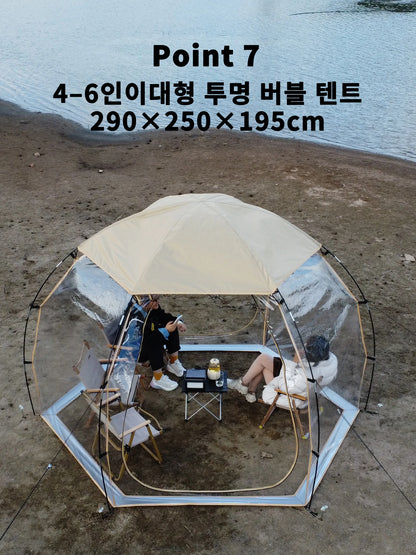 4-6 Person Transparent Tent with Breathable Top Cover Winter Outdoor Camping Windproof Gazebo Large PVC Bubble Tent Family Party