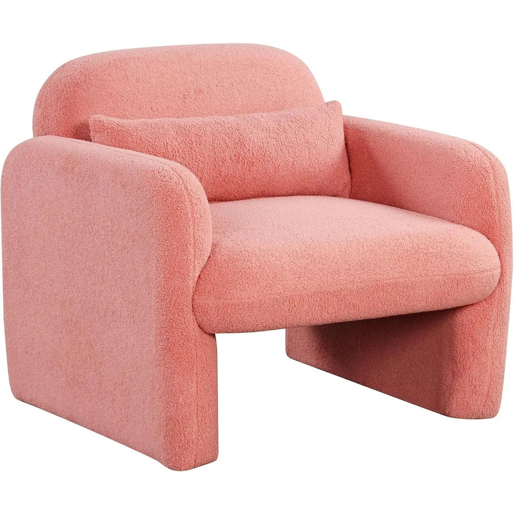 Modern Sherpa Accent Armchair with Waist Pillow for Living Room