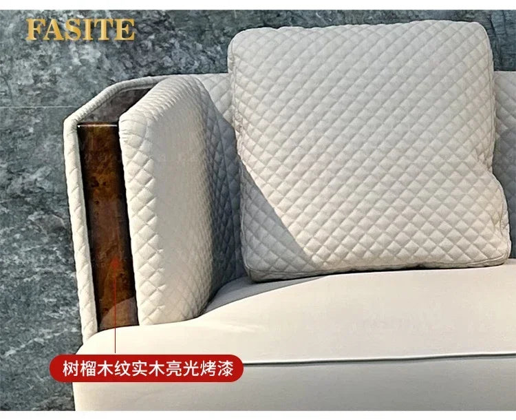 Italian light luxury leather sofa combination