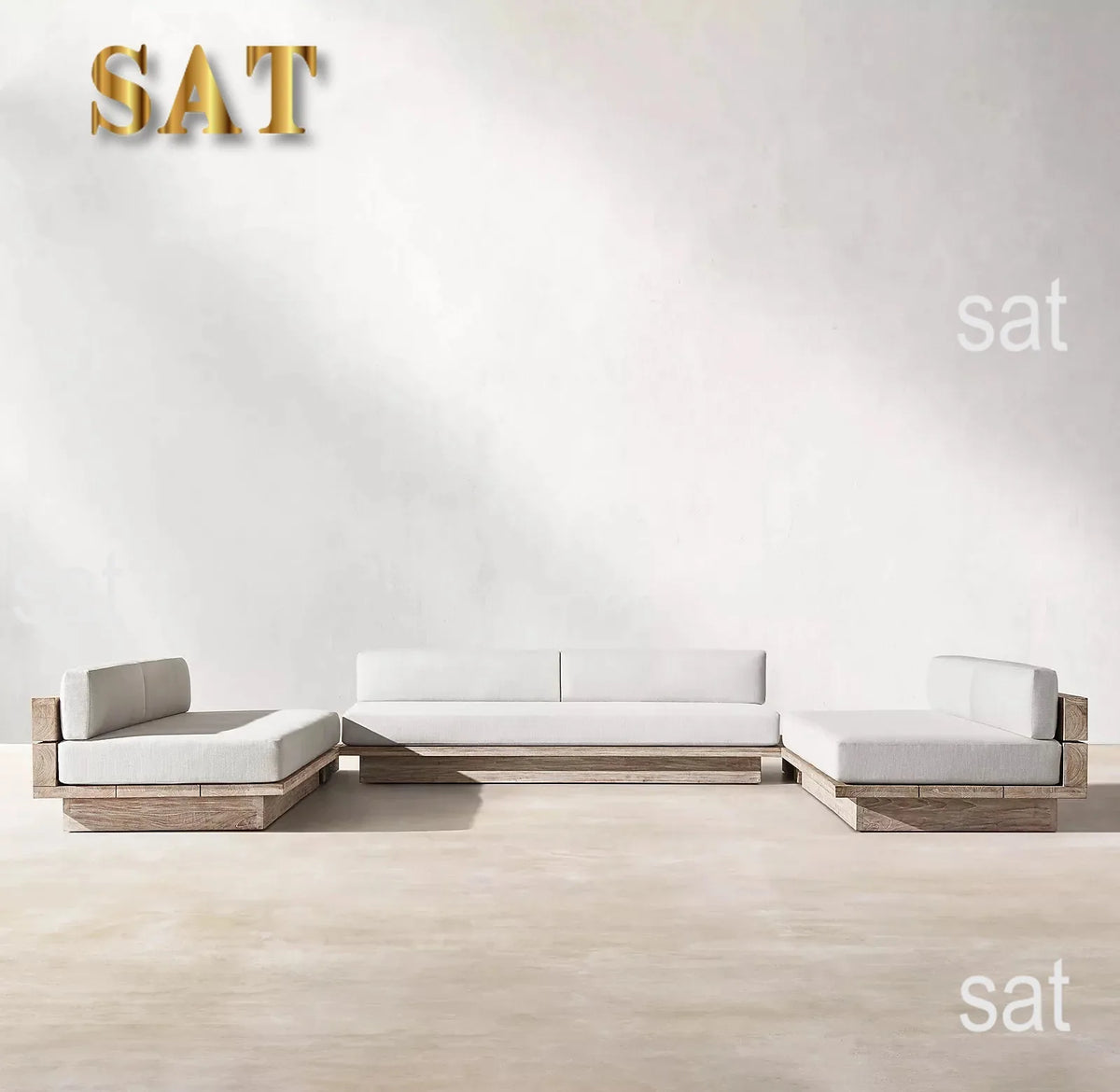 nvNordic Creative Outdoor Garden Sofa Waterproof Sunscreen Teak Do Old Outdoor Sofa Combination Outdoor Furniture&
