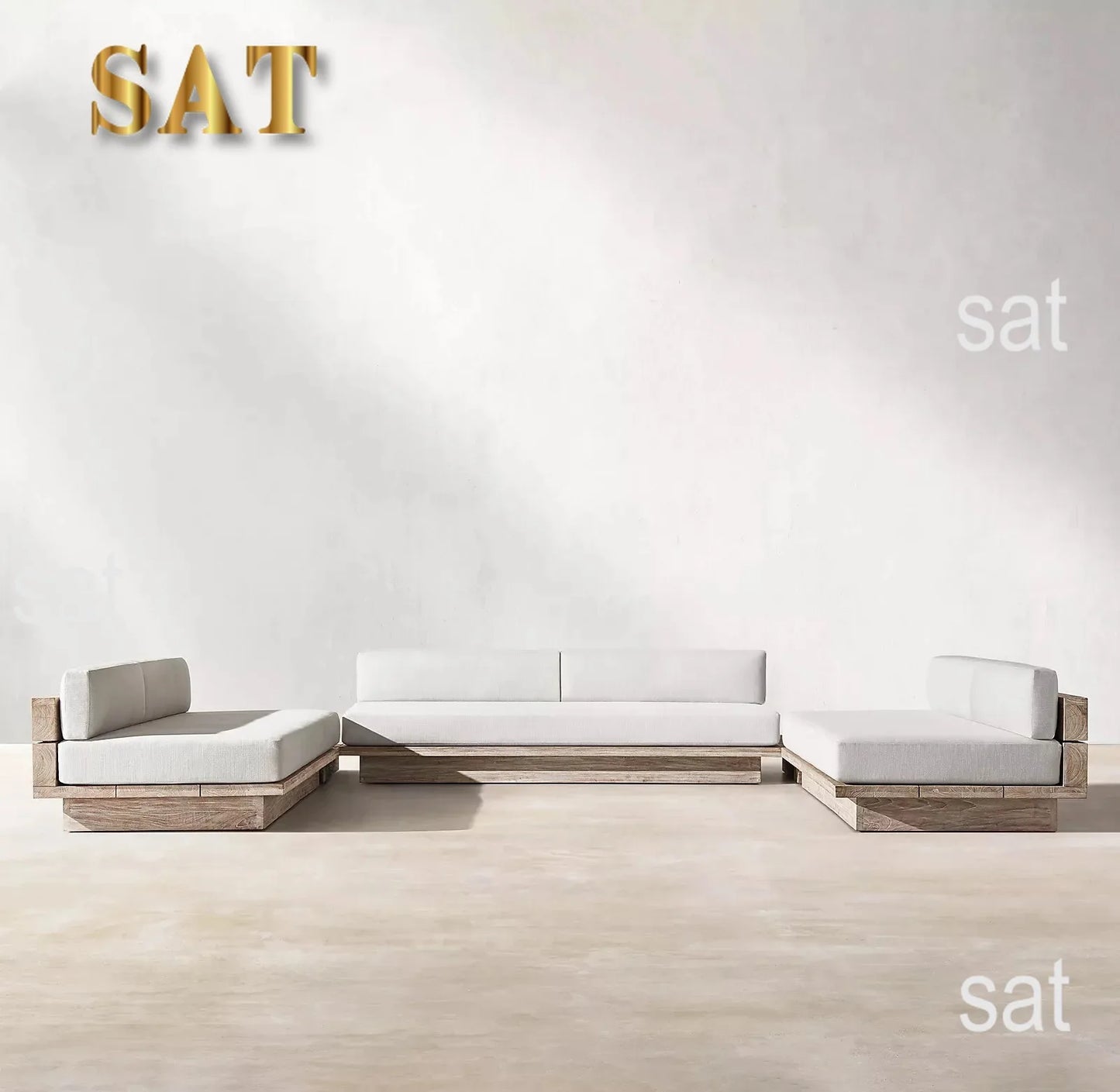nvNordic Creative Outdoor Garden Sofa Waterproof Sunscreen Teak Do Old Outdoor Sofa Combination Outdoor Furniture&