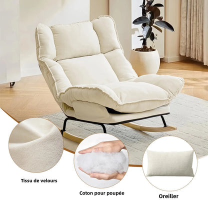 Adjustable Backrest Rocking Chair Wide Seat Living Room Rocker for Comfortable Relaxation