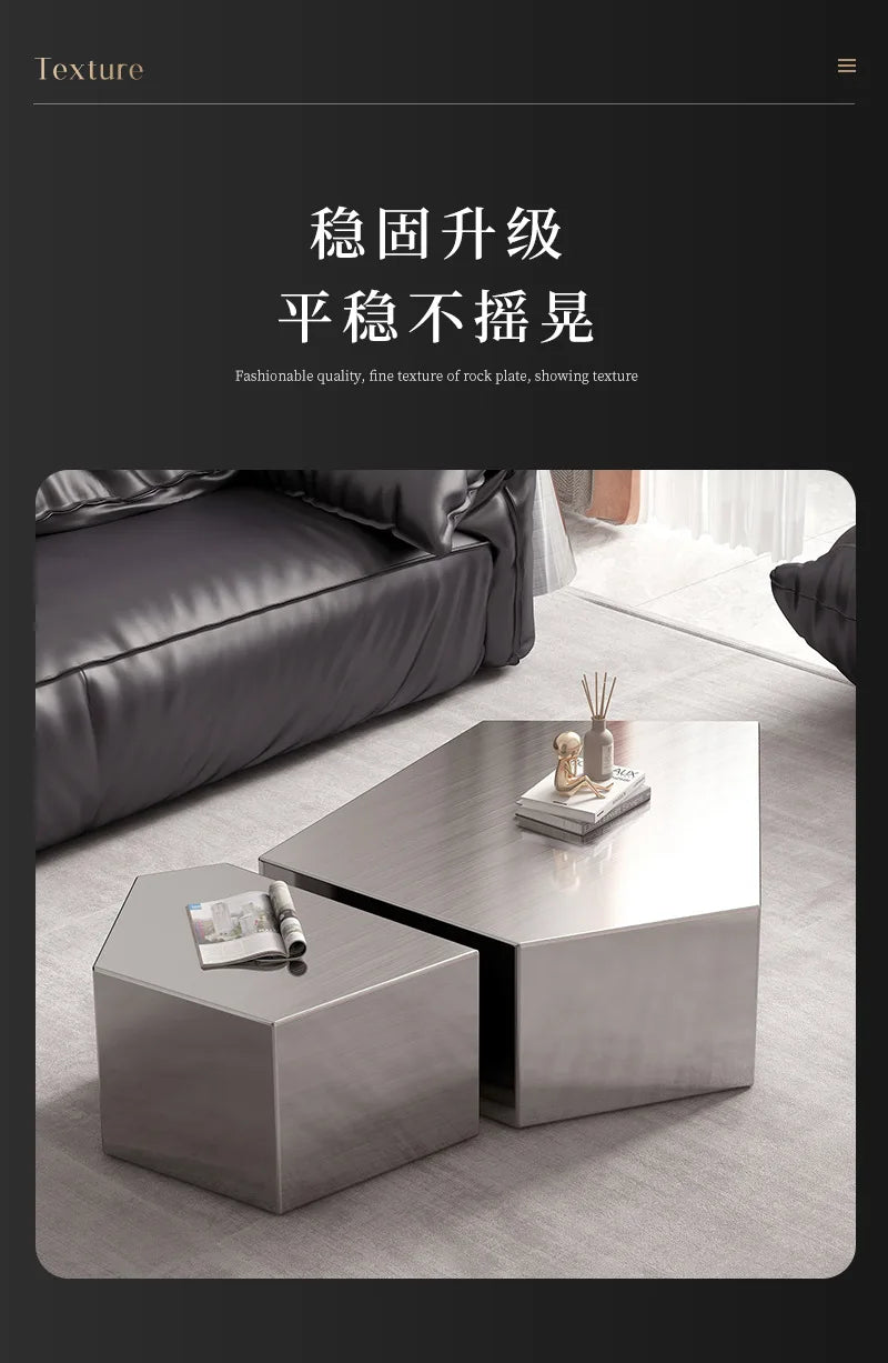 Stainless Steel Coffee Table Light Luxury Modern Simple Coffee Table Fashionable Creative Living Room Furniture Quemo YS40CC