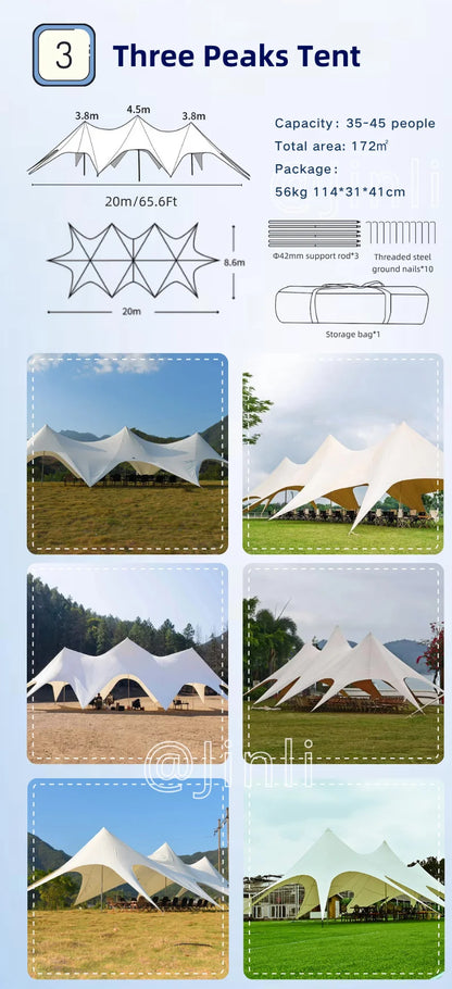 Star Canopy Tent 900D Oxford Cloth  Single Double Pole Octopus Shape Stretch Outdoor Peak Starshade for Camping And Picnics