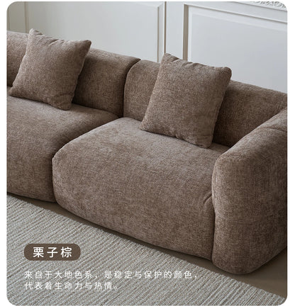 Large Retro Lounge Lazy Sofa Modern Chenille Apartment Living Room Cream Tofu Blocks Style Fabric Armchairs Home Furniture