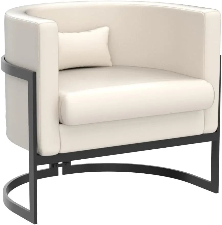 Modern Velvet Barrel Armchair with Golden Legs, Mid-Century Lounge Chair for Living Room Bedroom Office - Beige