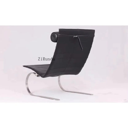 Black leather pad stainless steel frame, lounge chair, living room chair