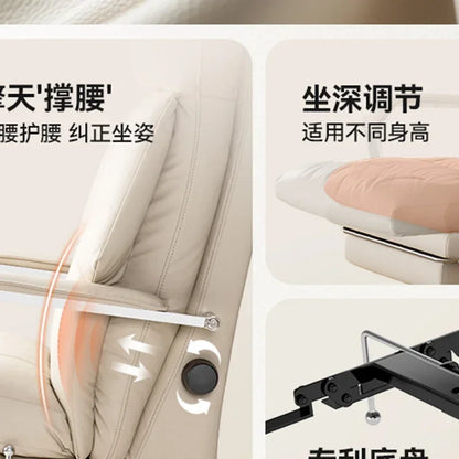Senior Leather Office Chairs Ergonomic Comfortable Adjust Recliner Office Chairs Mobile Luxurious Furniture Silla Oficina LXOC