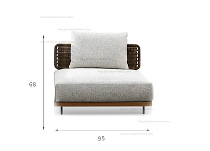 Italian Style Courtyard Villa Solid Wood Garden Sofas Rattan Weaving Modern Garden Sofa Simplicity Outdoor Furniture Divano FYOS