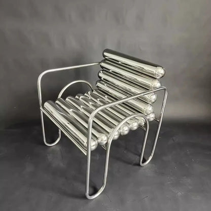 JJJJLight Luxury Minimalist Clothing Store Mirror Stainless Steel Coffee Table Stool Chair