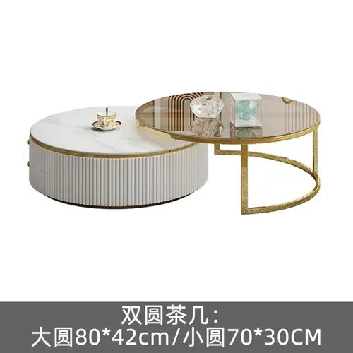 D178 Y Coffee Table Modern Living Room Size round Combination Rounded Corner Paint Metal Complete Set Stone Plate round Coffee T