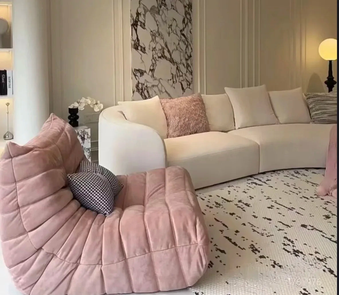 Lazy sofa, togo caterpillar sofa, light luxury, simple Internet celebrity creative chair, suede freehand space recliner
