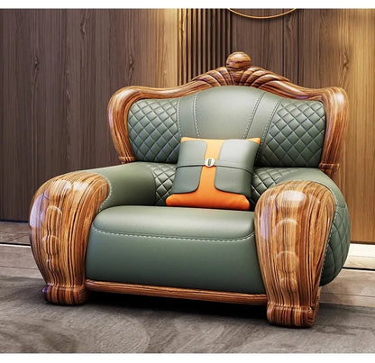 European-style villa, luxury ebony wood, leather art sofa