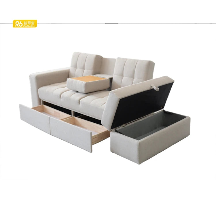 Factory Customized Sofa Bed with Function Ottoman Storage and Coffee Table 310