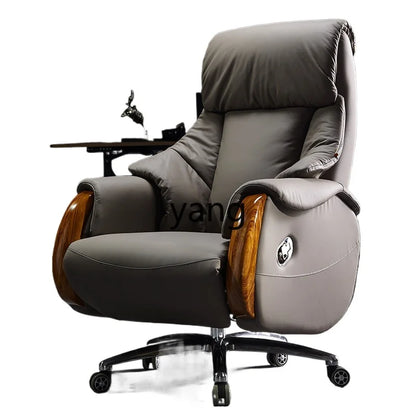 LTT electric reclining leather home comfortable swivel chair light luxury business office high-end seat chair