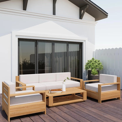 for High End Teak Wood Patio Hotel Furniture Backyard Outdoor Teak Garden Sofa Set With Cushions Modern Teak Wood Furniture