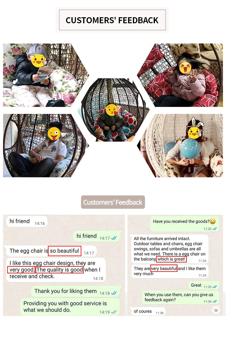 New Style Patio Swings Indoor Hanging Swing Chair Outdoor Furniture Bedroom Garden Nest Egg Chair Customized