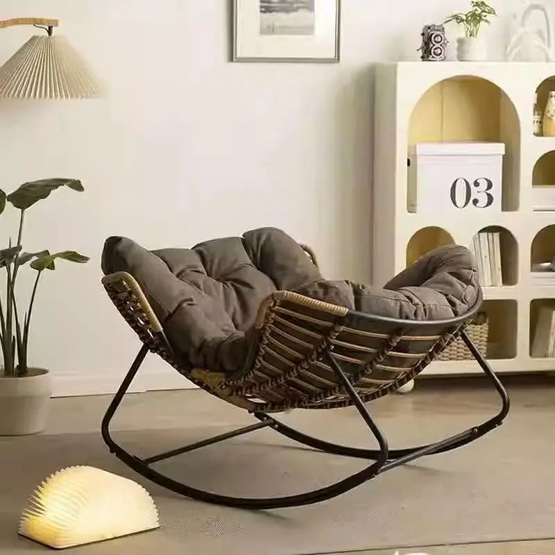 Outdoor Rocking Chair Adult Lazy Sofa Bird Nest Shaped Living Room Balcony Nap Small Apartment Rattan Woven Adul Rocking Chair