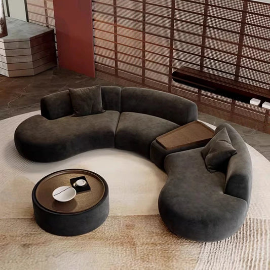 Semicircular curved special-shaped sofa black office beauty salon hotel lobby business rest area reception negotiation