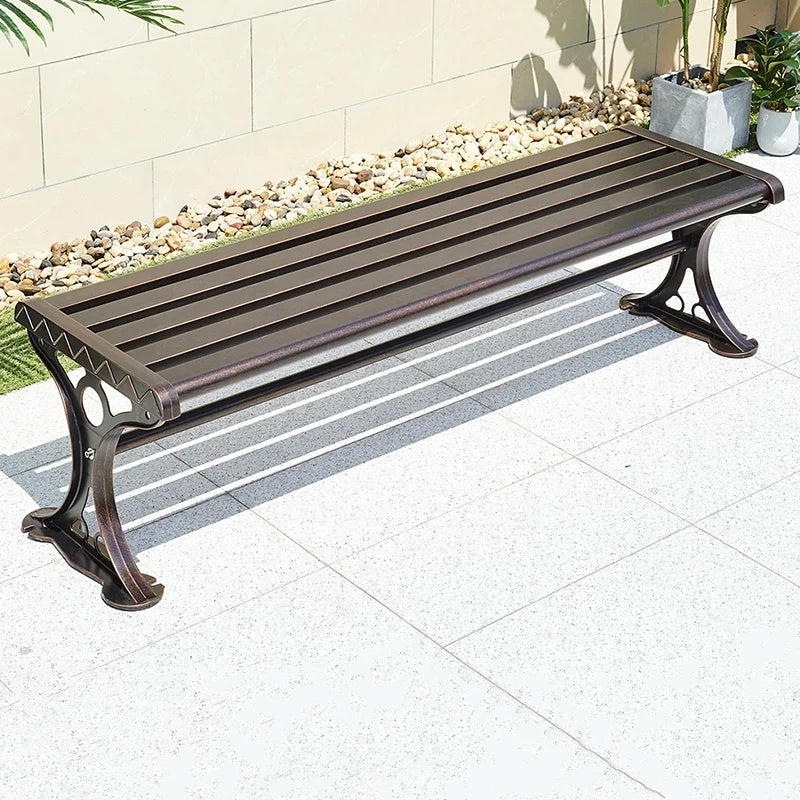 Factory Wholesale Street Park Bench Customized Metal Garden Bus Stops Bench Cast Aluminum Patio Garden Outdoor Bench