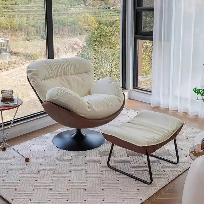 Modern Luxury Rotating Single Sofa Chair Lounge Chair Lazy Recliner Living Room Seat Lounge Bedroom 360 Degree Leather Designer