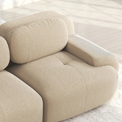 82'' Corner Sofa in Soft Cord Fabric, Modular Combined with Curved Armrests, Without Mounting, Highly Elastic Foam Upholstery