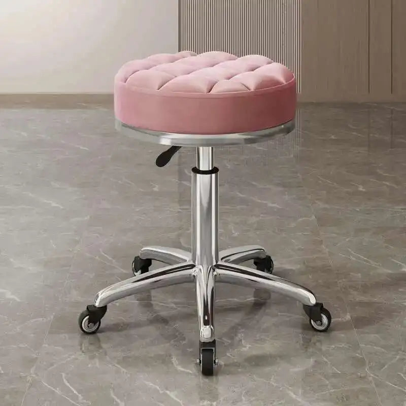 Barber Nail Salon Chair Swivel Wheels Rotating Salon Hair Stylist Barbershop Equipment Furniture Professional Rolling Silla