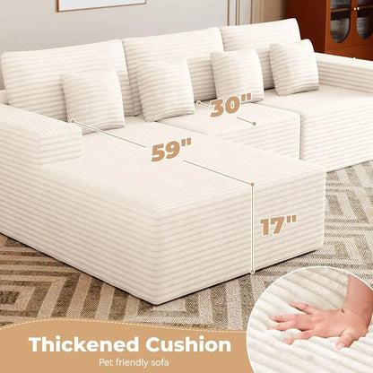 111" Modular L-Shaped Cloud Sectional Sofa with Deep Seats