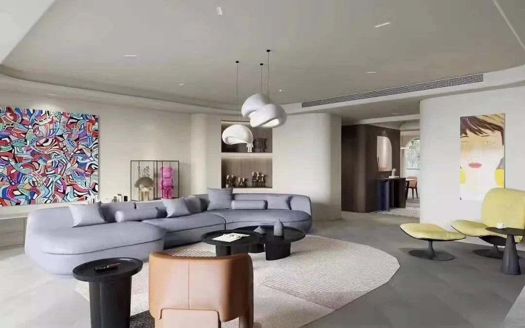 Curved sofa minimalist designer large corner fabric sofa combination