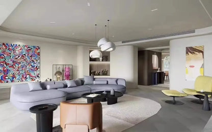 Curved sofa minimalist designer large corner fabric sofa combination